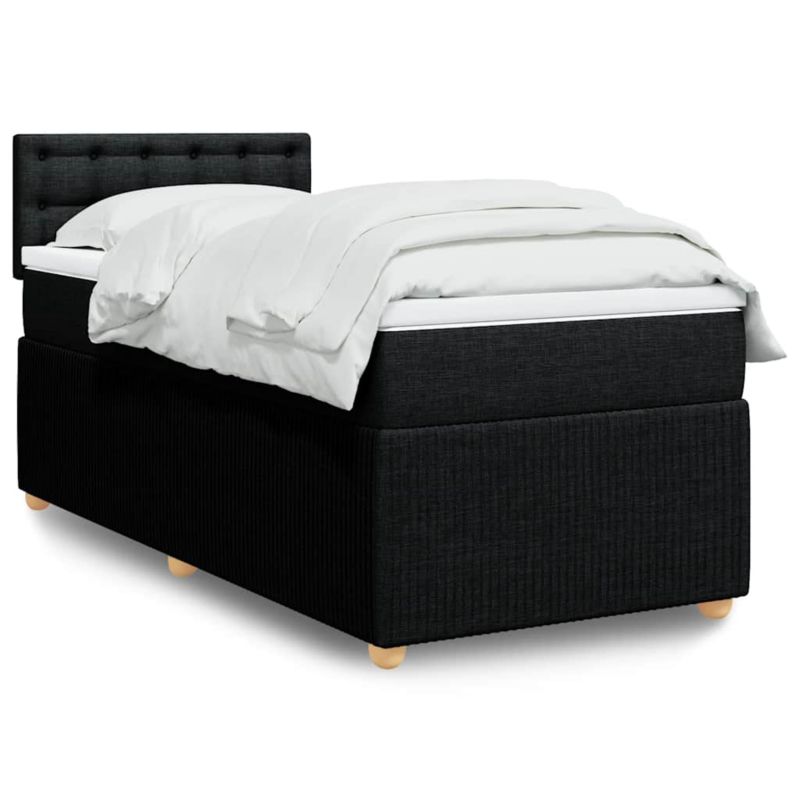 Łóżko z materacem WaszeMeble 90x190 cm Czarny tkanina z LED WM-3289627 1 szt.