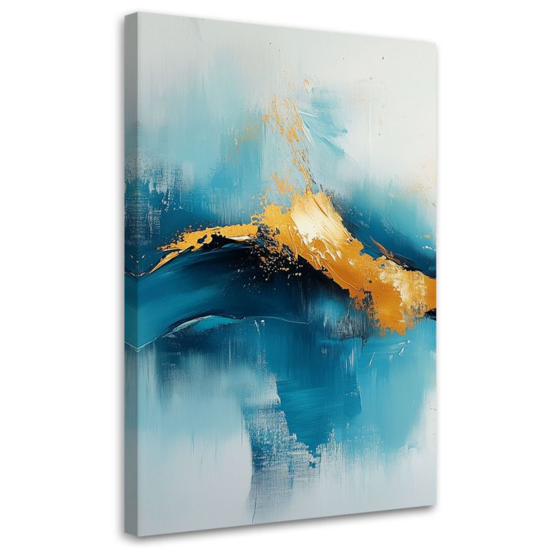 Obraz na płótnie Feeby Abstrakcja Turkusowa ze Żłotem 70x100cm 1szt