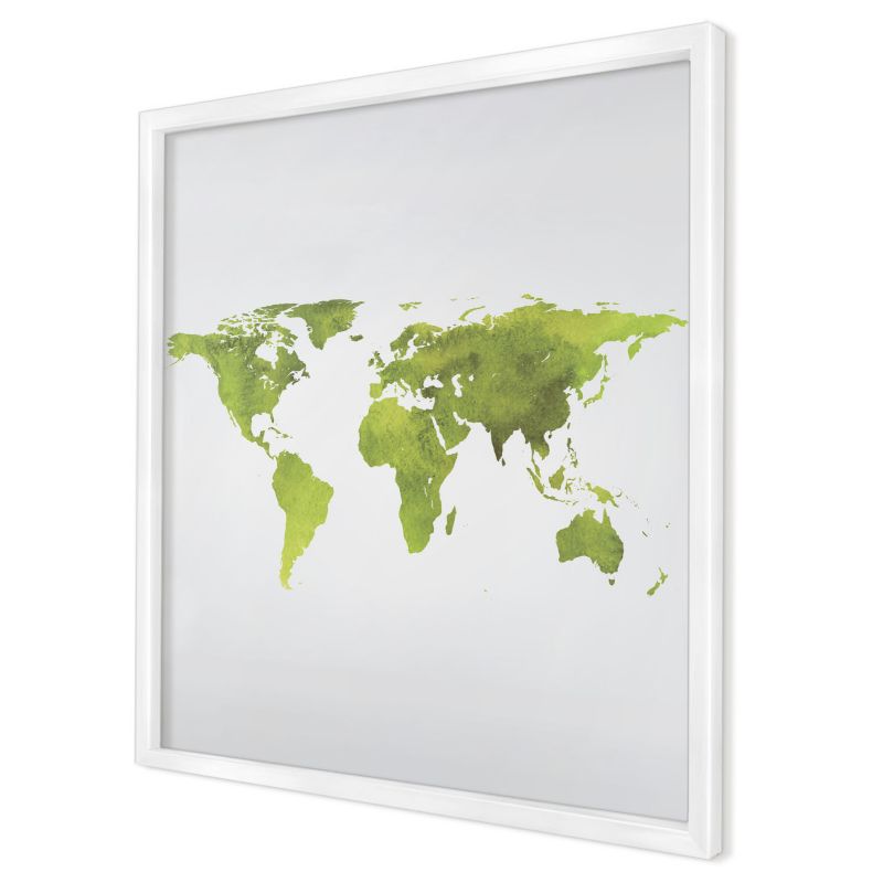 Ozdobna tablica na magnesy Wallfluent 50x50 Zielona mapa w białej ramie 1szt