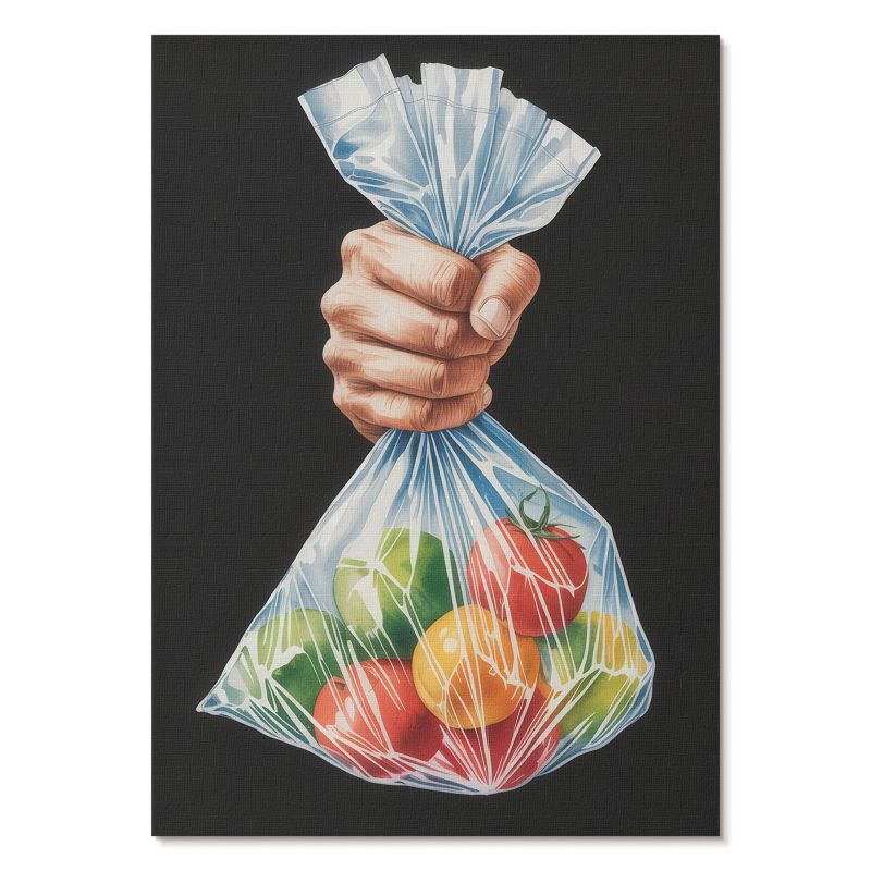Nowoczesny Plakat na Płótnie Tulup 42x59,4 cm (A2) Owoce w torbie Do kuchni, biura, salonu 1 szt.