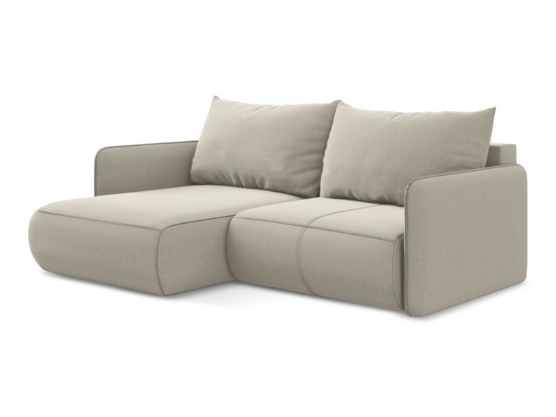 Narożnik lewostronny z funkcją spania LaMiaSofa PALERMO z tkaniny welwetowej 207x148 cm perłowy 1 szt.