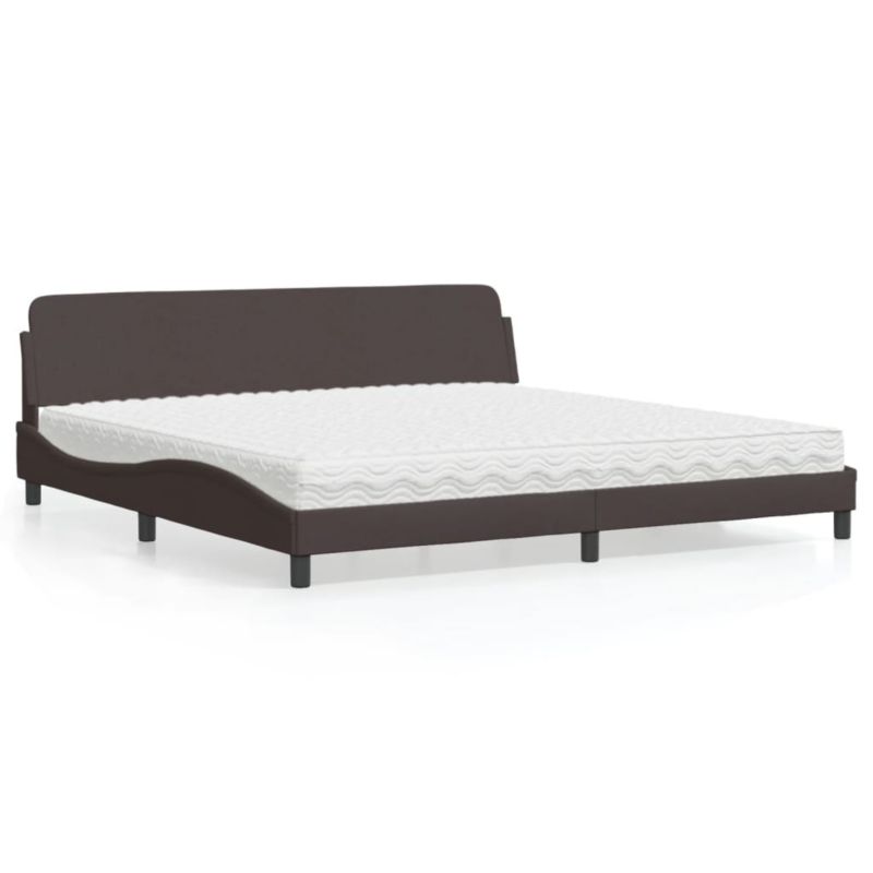 Łóżko z materacem WaszeMeble 200x200 cm Ciemny brąz tkanina WM-3208467 1 szt.