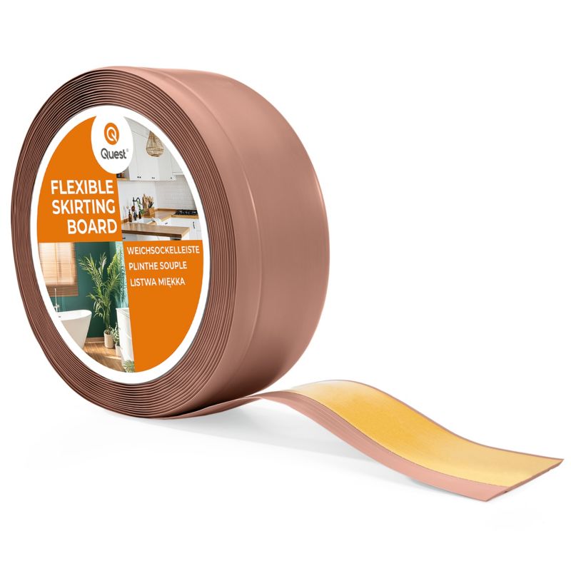Listwa przypodłogowa PCV 70x20 mm QUEST, samoprzylepna elastyczna, miękka listwa cokołowa - 20 m, jasnobrązowy, 1 szt.