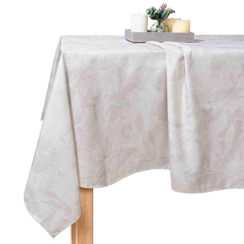 Obrus ogrodowy wodoodporny Spod Igły i Nitki 140x280 cm beżowy kwiaty 1 szt.