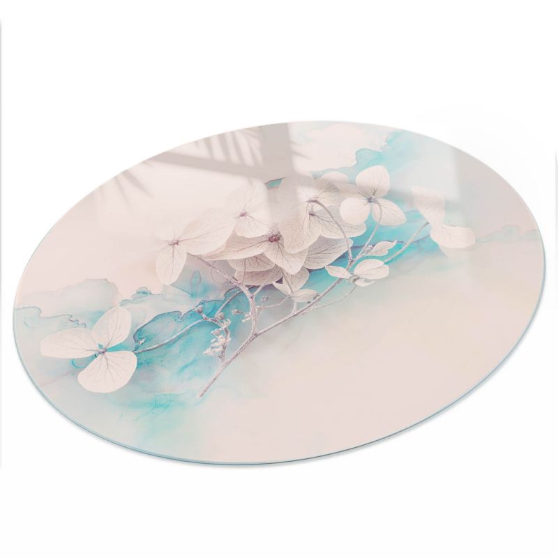 Blat Na Stolik ArtPrintCave fi90 cm Pastelowe kwiaty - Hartowany Blat Szklany Ochronny 1 szt.