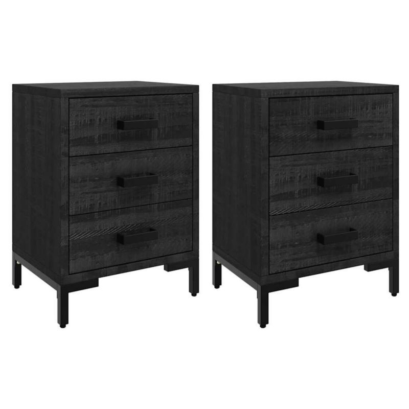 Szafki nocne WaszeMeble sosnowe czarne WM-3120341 2 szt.