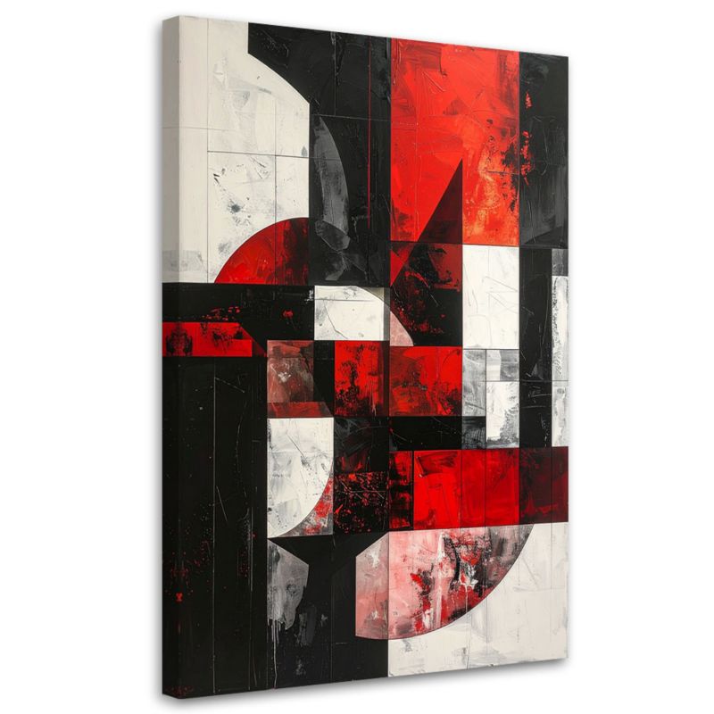 Obraz do salonu sypialni Feeby Abstrakcja tekstura koła kształty czarno czerwony 70x100cm 1szt