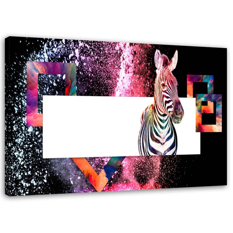 Obraz na płótnie Feeby Kolorowa zebra abstrakcja dla dzieci 90x60cm 1szt