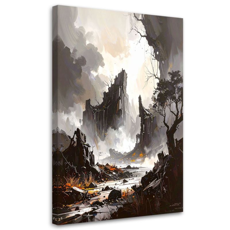 Obraz na płótnie Feeby Ruiny budynki zgliszcza, pionowy, design do gabinetu, wzór 62093, 30x45 cm, 1 szt.