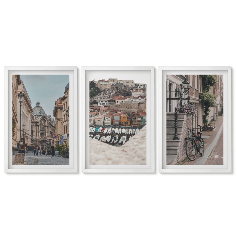 Obrazy w białej ramie Tulup 40x60 cm Urokliwe uliczki portu miast Obrazy nad biurko zestaw biała rama 1 kpl