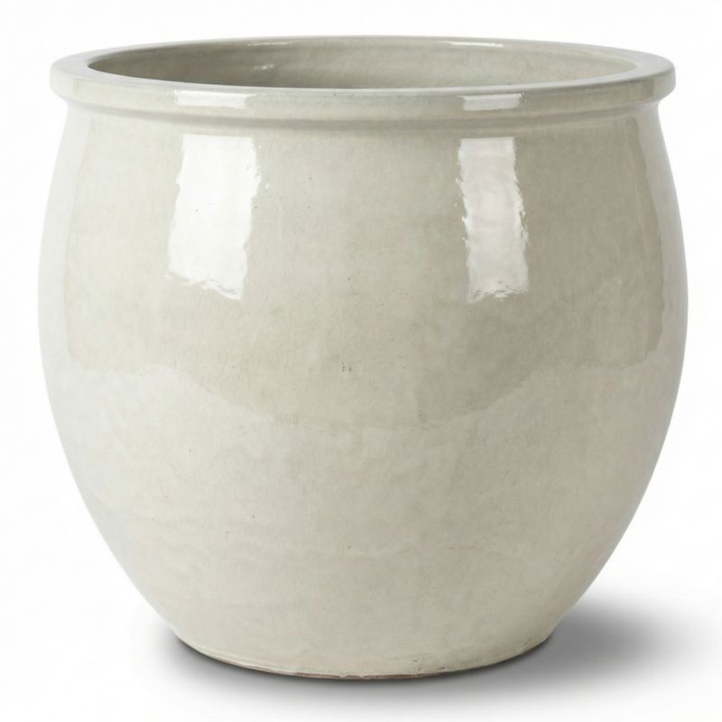Donica ceramiczna Provencelia NEWTON Biały, sred.21 x H23 cm, mrozoodporna, rękodzieło, szkliwiona 1 szt.