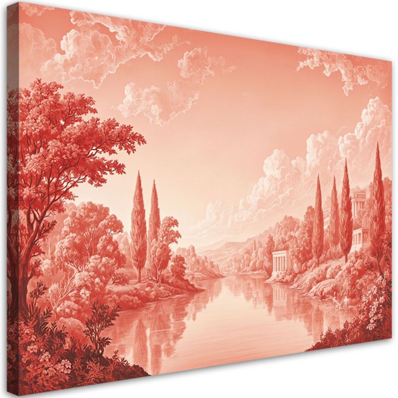 Obraz do salonu sypialni Feeby Czerwony Krajobraz Jezioro 120x80cm 1szt
