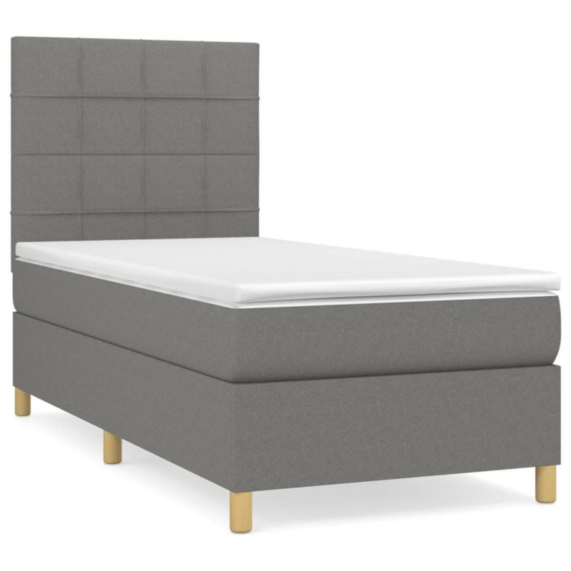 Łóżko z materacem WaszeMeble 90x200 cm Ciemnoszary tkanina WM-3142306 1 szt.