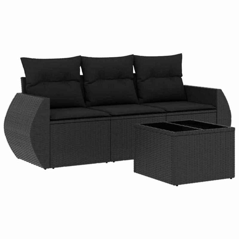 Sofa ogrodowa WaszeMeble z technorattanu czarna z poduszkami WM-3253402 1 szt.