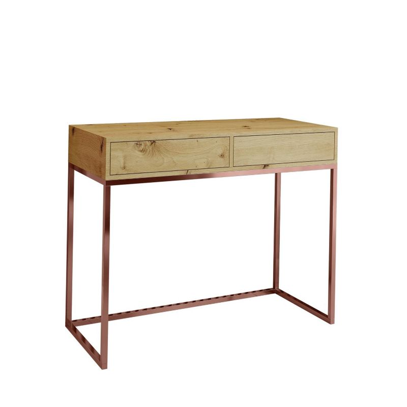 Toaletka z szufladami Bettso Cubic 80 cm w loftowym stylu na miedzianym stelażu dąb wotan 1szt.