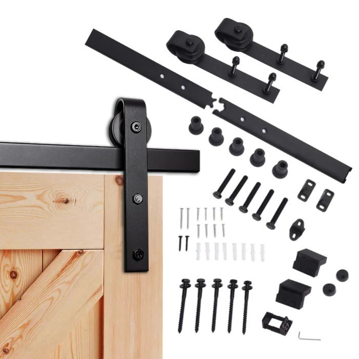 System drzwi przesuwnych PSG Barn Door wzór Simple stalowy czarny 2000 mm 1 szt.
