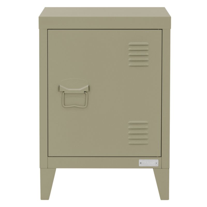 Stolik nocny ML-Design oliwkowy z metalu 40 x 30 x 58 cm szafka ze stali industrialna jedno drzwi klamka z lewej pomocniczy 1 szt