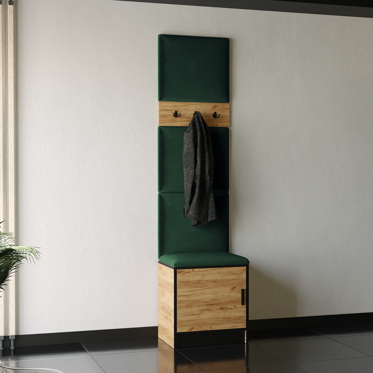 Garderoba 53 cm z panelami tapicerowanymi do przedpokoju RIVIO