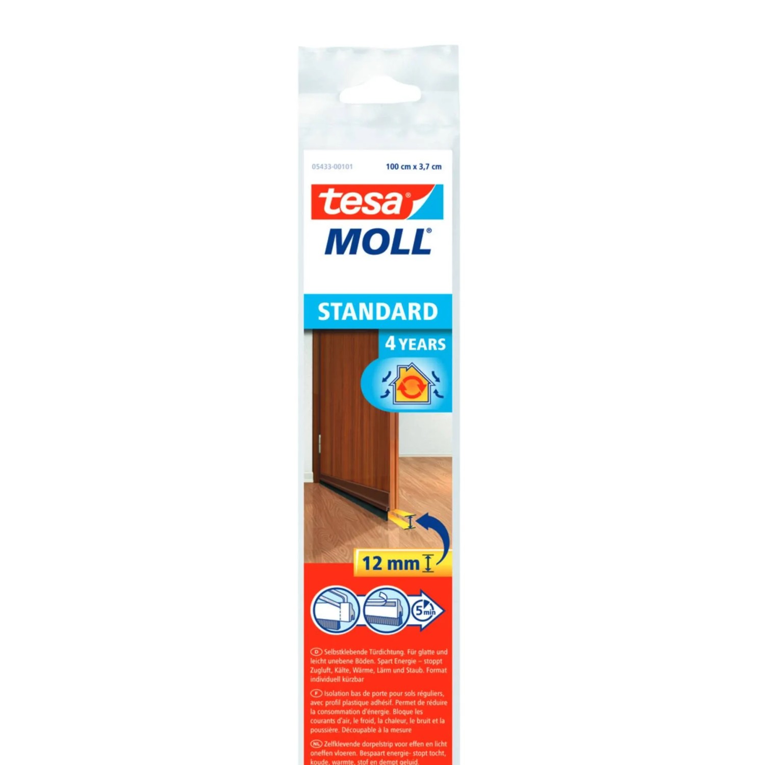 Tesa Uszczelka do drzwi szczotkowa Standard brązowa 1 m x 3,7 cm