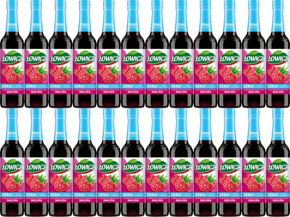 24x Syrop Łowicz, Zero Cukru, malinowy, 400ml