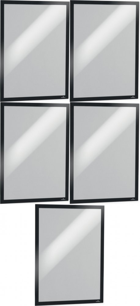 5x Ramka magnetyczna Durable Duraframe, PVC free, samoprzylepna, A3, 1 sztuka, czarny
