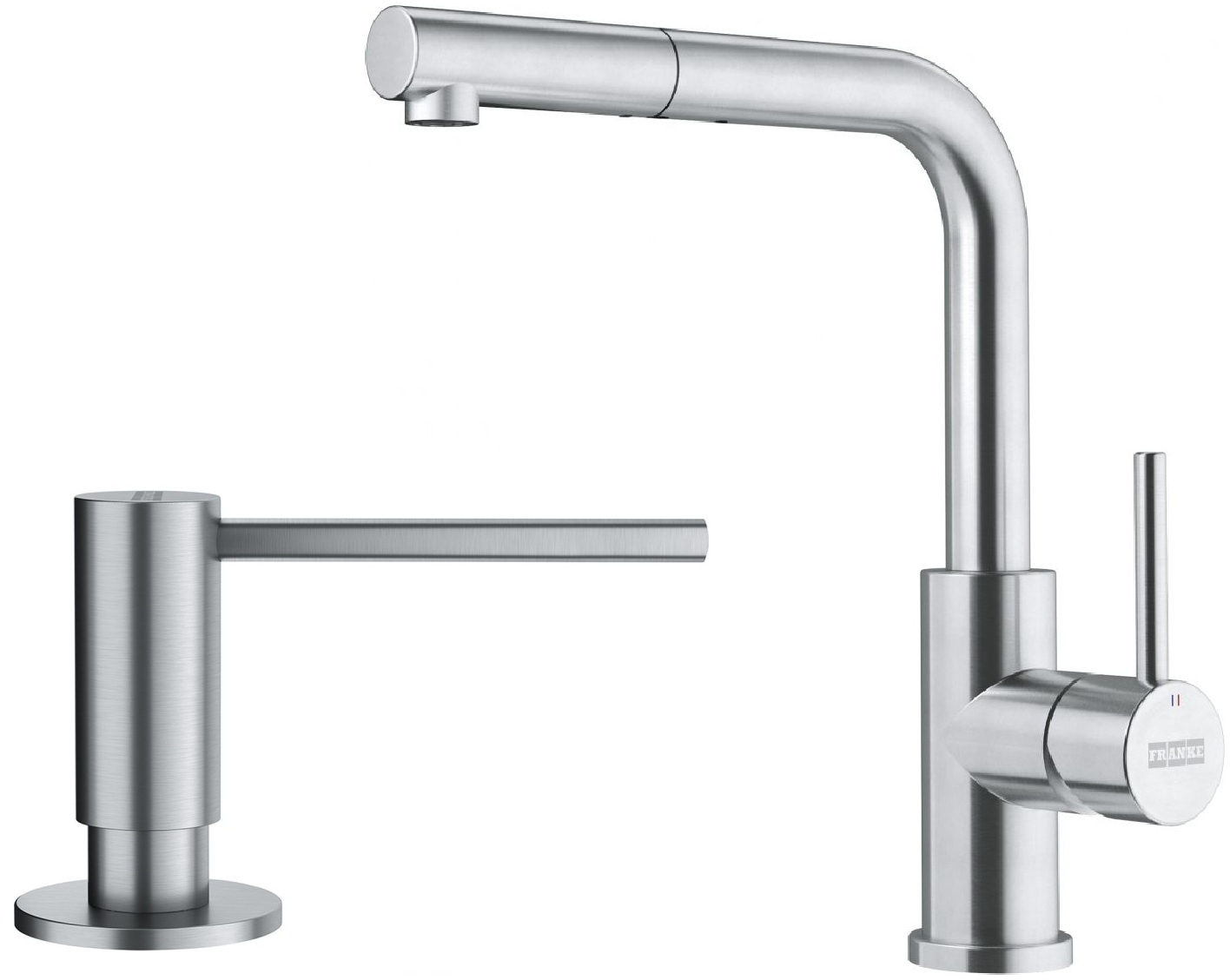Zestaw Franke Smart Glenda bateria kuchenna stojąca z dozownikiem do płynów 350 ml stal szlachetna (1150706986, 1120717084) - Wysyłka w 24h