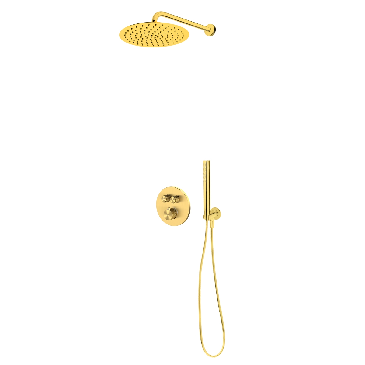 Zestaw Oltens Onega bateria podtynkowa termostatyczna z deszczownicą 30 cm Vindel i kompletem prysznicowym Ume złoto szczotkowane 36617810 - Wysyłka w