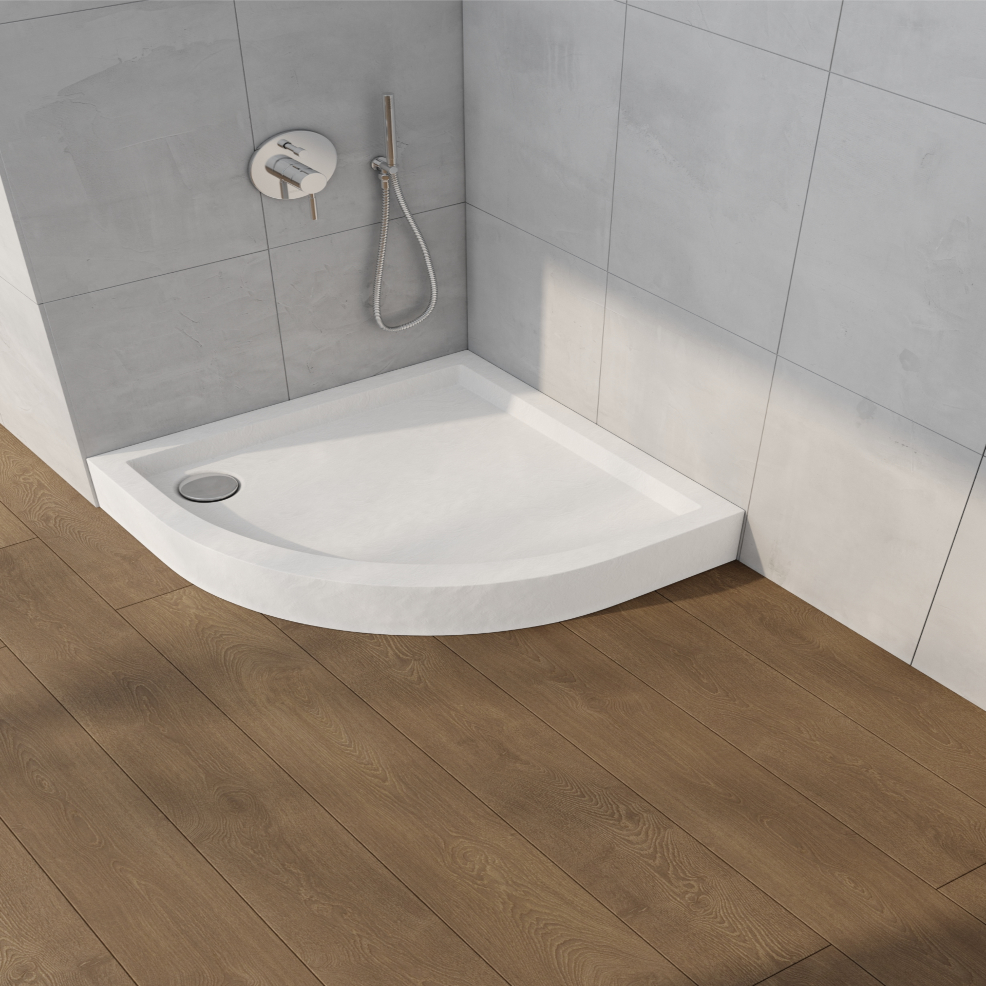 Schedpol Medium White Stone brodzik półokrągły 80x80 cm biały 3.4733/B/ST