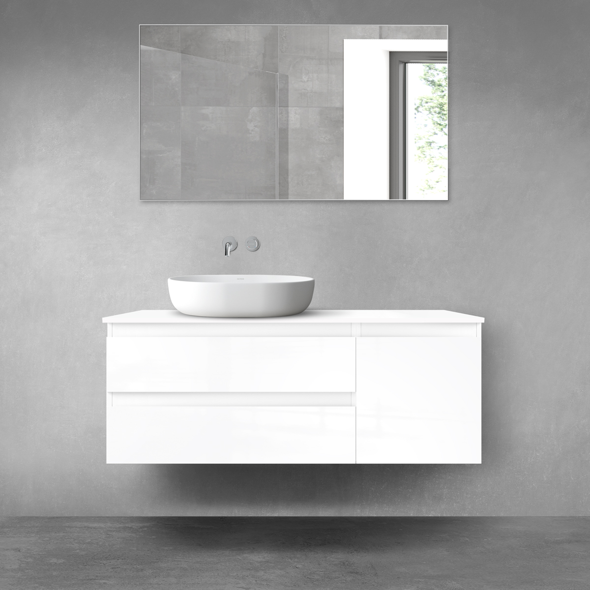 Oltens Vernal zestaw mebli łazienkowych 120 cm z blatem biały połysk 68208000 - Wysyłka w 24h