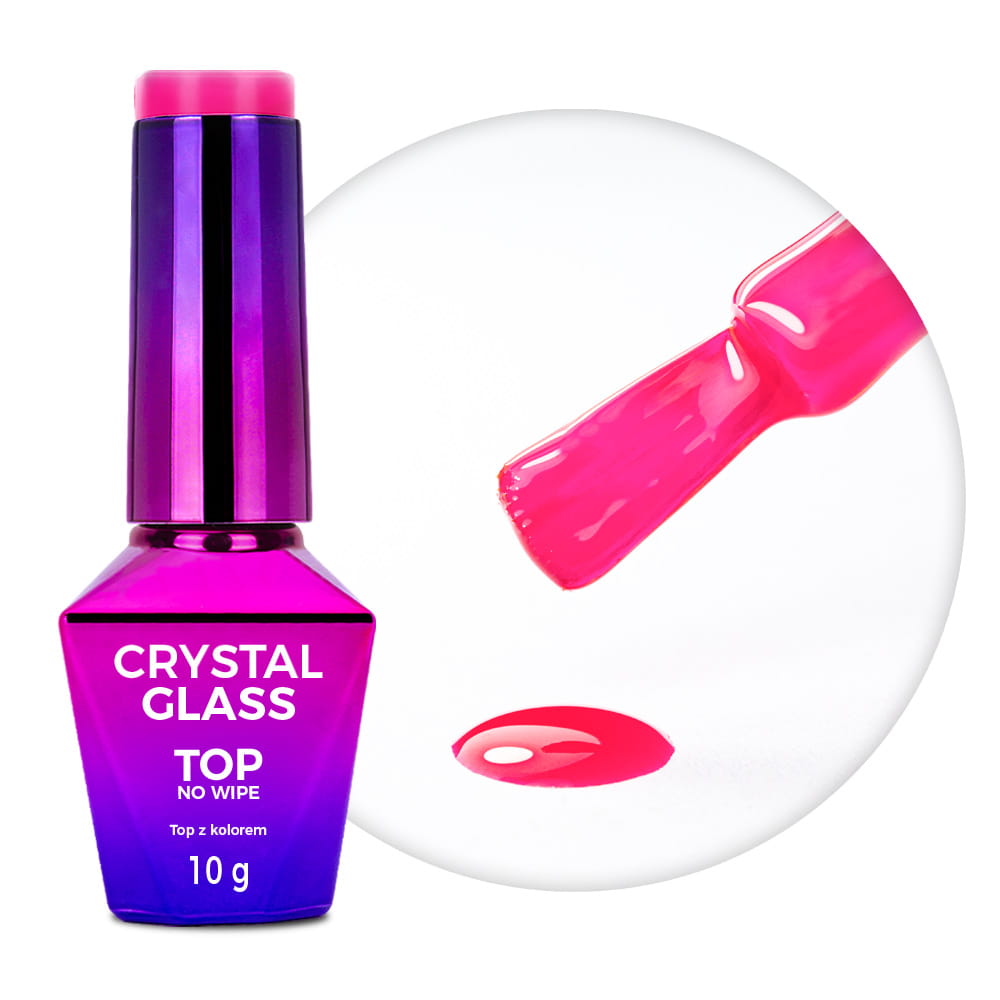 Kolorowy top bez przemywania top no wipe Crystal Glass Molly Nails Pink HEMA/Di-HEMA Free 10g