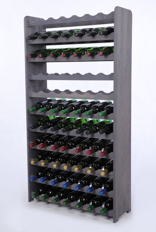 Stojak na wino MODO24 drewniany na 77 butelek 138 x 73 x 25 cm szary 1 szt.
