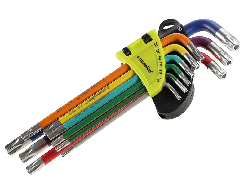 Klucze trzpieniowe otworowe, Carmotion, 230 mm do śrub TORX, T10 - T50, 9 szt.