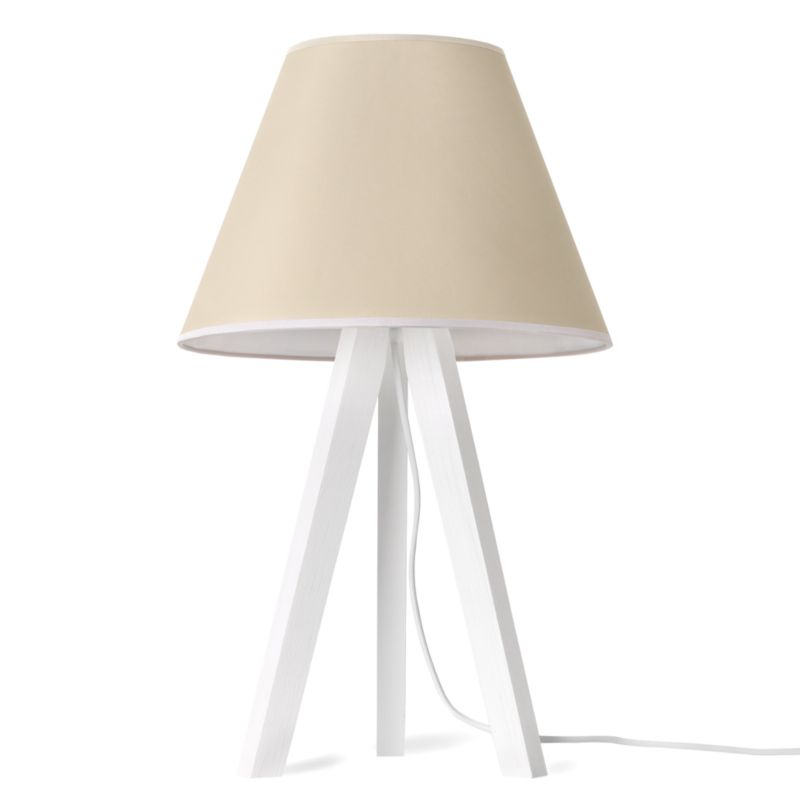 Lampa stołowa nocna trójnóg biały Light Home Gaja 1x E27 60W abażur jasny beżowy 1szt.