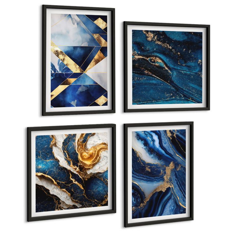 Zestaw Obrazów 4 Częściowy ArtPrintCave (2x50x50+2x40x60cm) Czarna rama Abstrakcyjne eleganckie wzory 1 kpl.