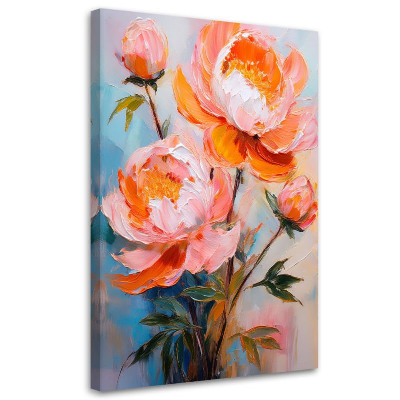 Obraz na płótnie Feeby Pomarańczowe Piwonie Kwiaty Natura 60x90cm 1szt