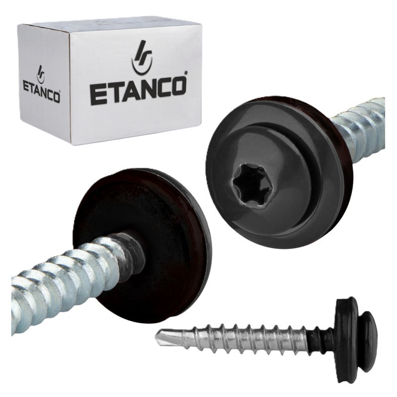 Wkręty farmerskie Etanco GTFP 4,8x35 mm RAL 9005 samowiercące 250szt