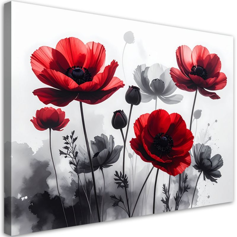 Obraz do salonu sypialni kuchni biura spa loftu Feeby Czerwone szare 100x70cm 1szt