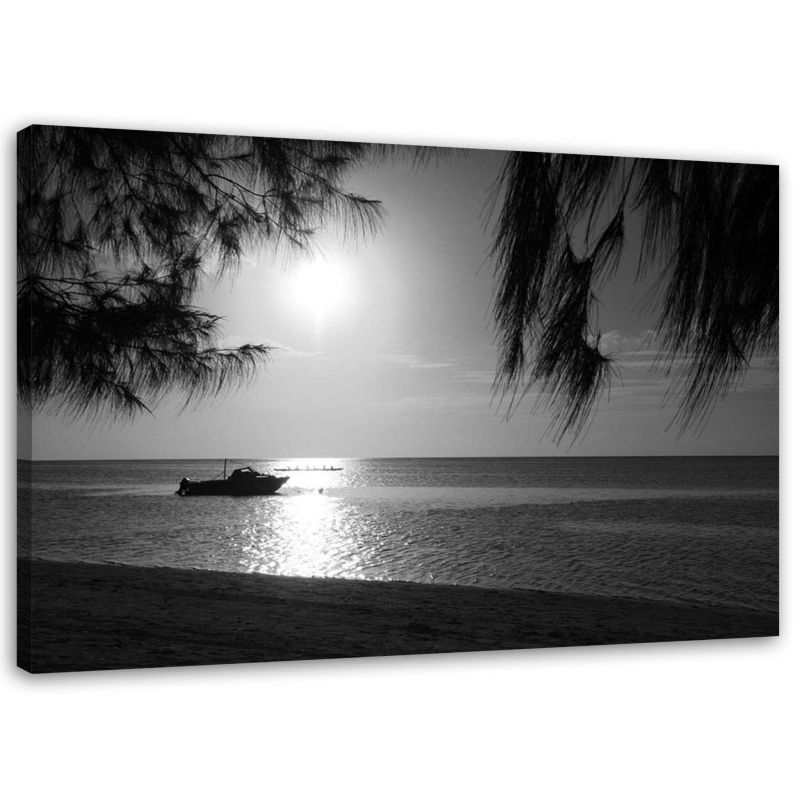 Obraz na płótnie Feeby Tropikalna plaża czarno biały 120x80cm 1szt