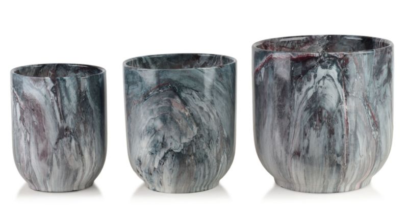 Osłonki ceramiczne MONDEX NEVA MARBLE 29x29x30/23x23x26,5/19x19x24 cm szary 3 szt.