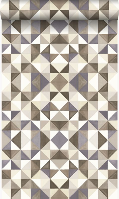 Tapeta Origin Wallcoverings kubizm brązowymIbeżowym 53 cm x 10.05 m - 1 rol.