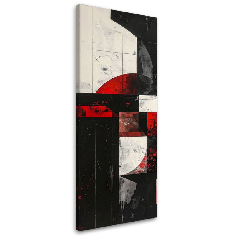 Obraz do salonu sypialni Feeby Abstrakcja tekstura koła kształty czarno czerwony 50x150cm 1szt