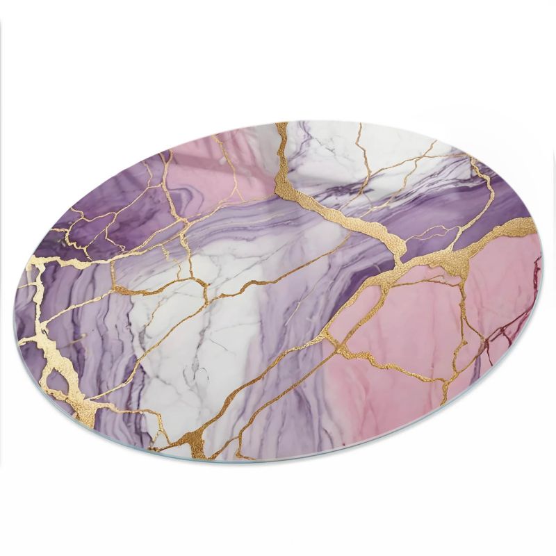 Szklany Blat ArtPrintCave fi50 cm Fioletowy marmur - Blat na Stół z Nadrukiem Dekoracyjnym 1 szt.