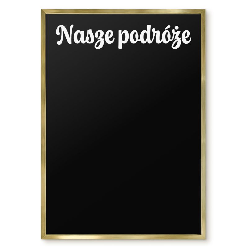 Tablica Magnetyczna Na Magnesy Tulup 50x70 cm Nasze podróże 6 - Złota rama Do salonu, sypialni 1 szt.