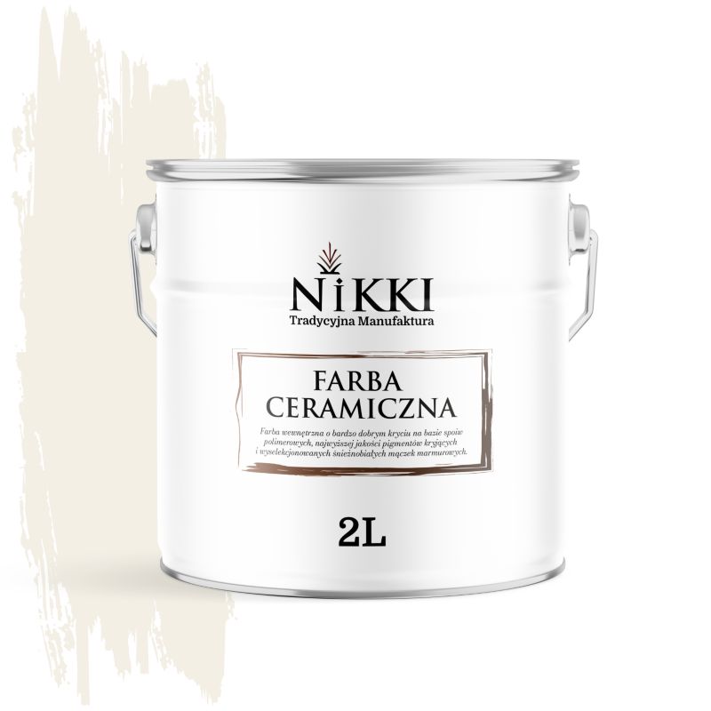 Farba Ceramiczna Wewnętrzna Ściany i Sufity NIKKI Biel złamana w beż H3884 Głęboki Mat 2L