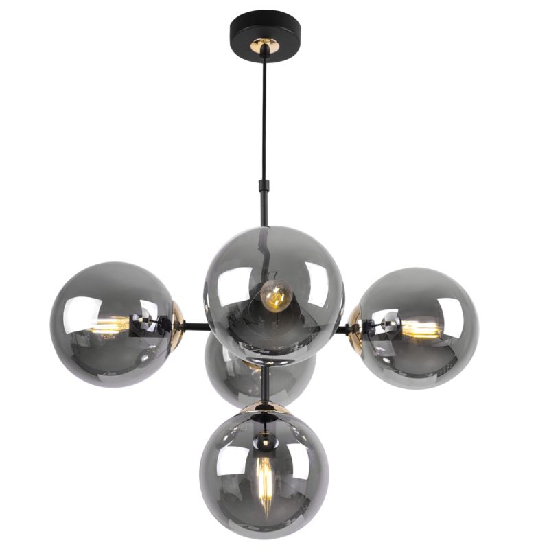 Lampa sufitowa wisząca Light Home LH Imperia 5x E14 60W czarny/złoty 1szt.