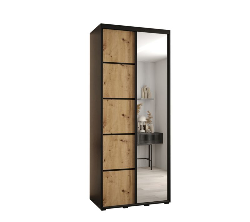 Szafa przesuwna Abiks DAVOS 5 wysoka szer.100cm gł.60cm czarny/artisan/czarny 1szt.