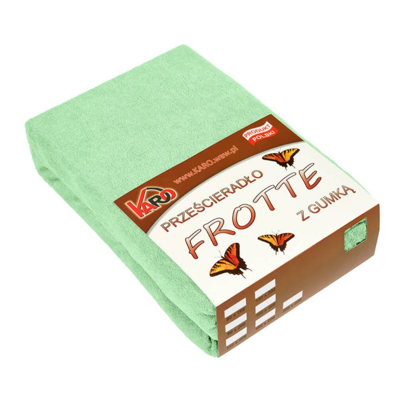 Prześcieradło frotte z gumką KARO 140x200 seledyn 1 szt.