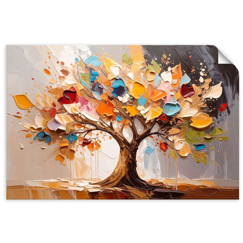 Naklejka samoprzylepna Feeby 3D Kolorowe Drzewo Życia imitacja farby 100x70cm 1szt