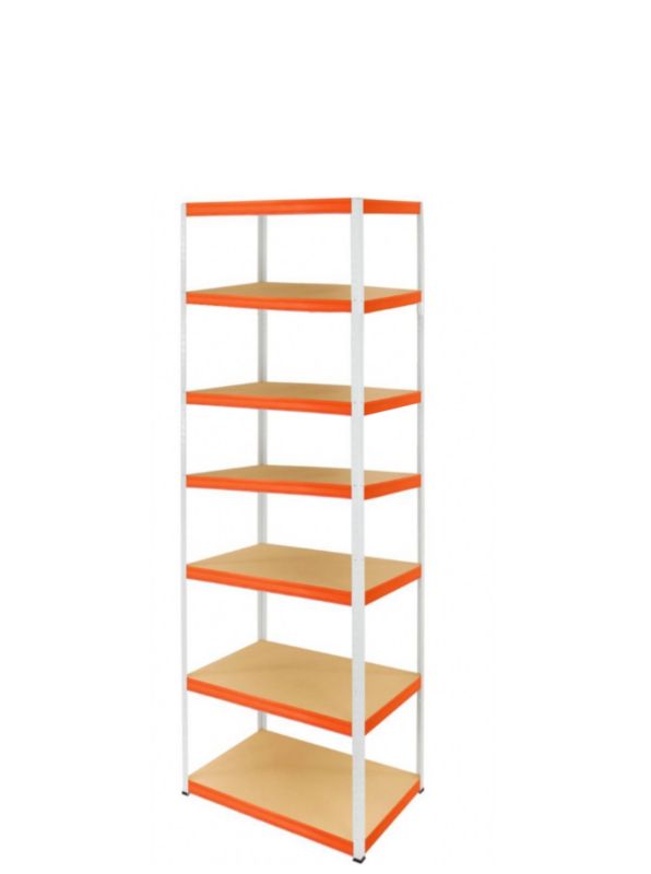 Regał metalowy MODO24 magazynowy biało-pomarańczowy helios 270x75x50cm 7 półek po 275 kg 1 szt.