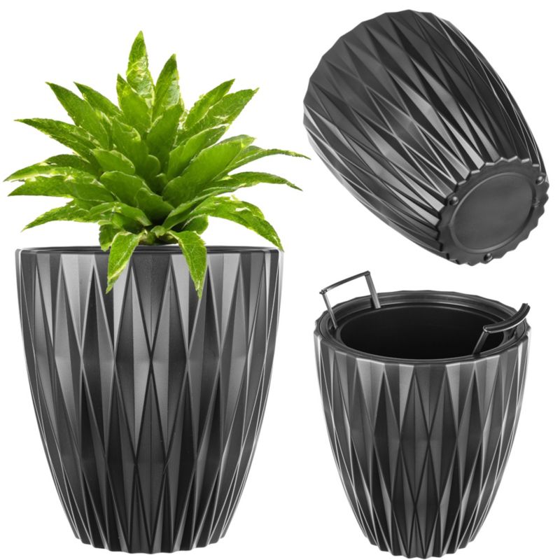 Doniczka KADAX z wkładem plastikowa dekoracyjna nowoczesna 32 cm czarna1 szt.